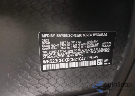 2024 BMW Ix xDrive50 z USA, uszkodzony, nr VIN WB523CF0XRCN21047